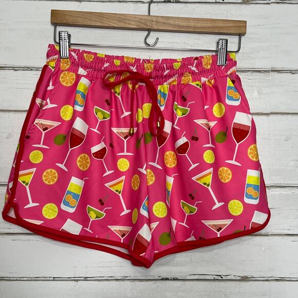 Jess Lea Cocktail Drink Print Activewear Shorts Size Large - Picture 2 of 8